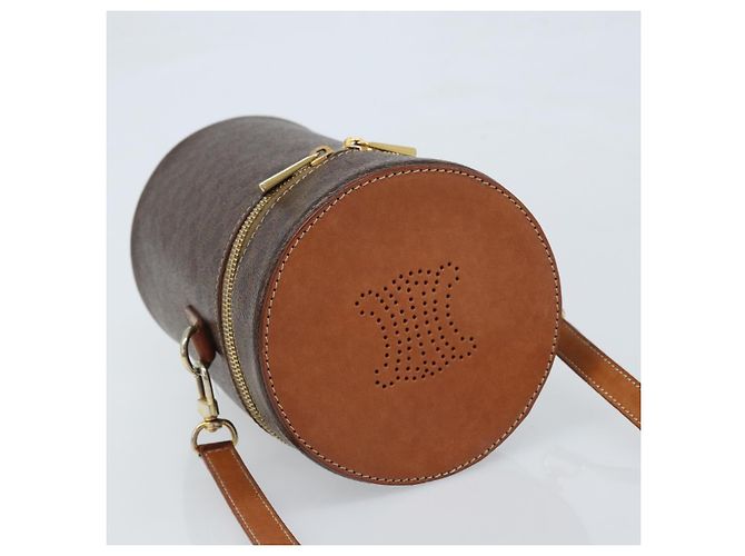 Céline Bolso de Hombro de Lona Macadam CELINE en Cuero PVC Marrón Dorado Auth LNZ654A Castaño - vista 6