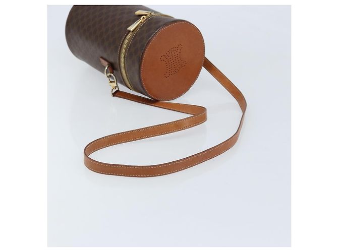 Céline Bolso de Hombro de Lona Macadam CELINE en Cuero PVC Marrón Dorado Auth LNZ654A Castaño - vista 7
