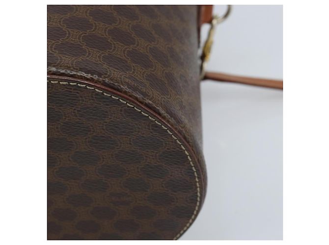 Céline Bolso de Hombro de Lona Macadam CELINE en Cuero PVC Marrón Dorado Auth LNZ654A Castaño - vista 8