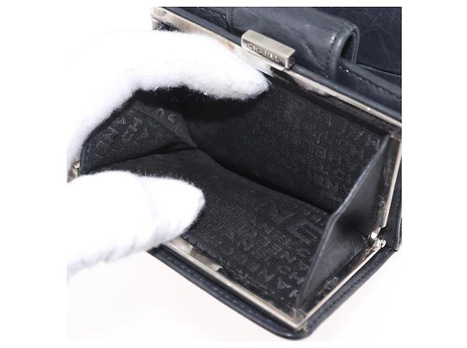CHANEL Portafoglio Matelassé Linea Cambon Pelle Nera Argento CC Auth ARZ302 Nero - vista 10