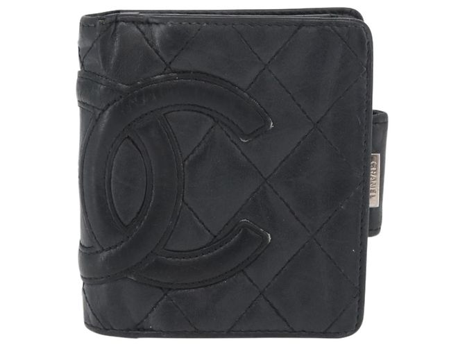 CHANEL Portafoglio Matelassé Linea Cambon Pelle Nera Argento CC Auth ARZ302 Nero - vista 13