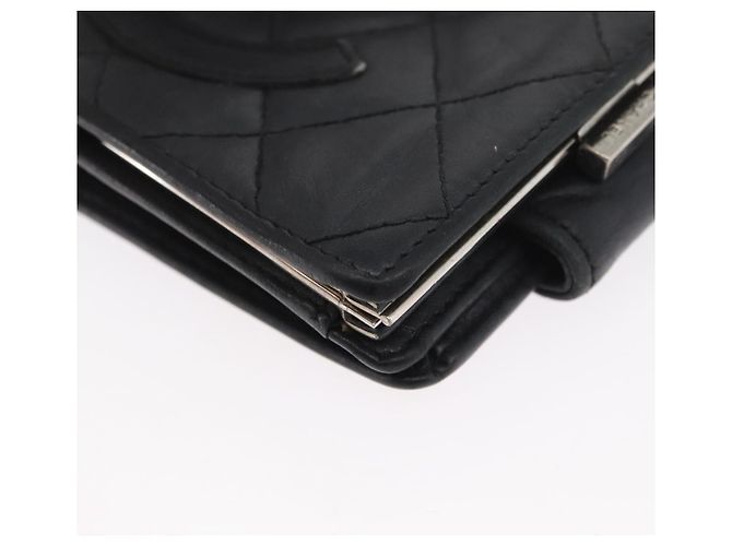 CHANEL Portafoglio Matelassé Linea Cambon Pelle Nera Argento CC Auth ARZ302 Nero - vista 14