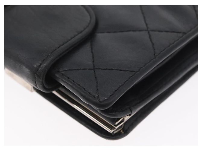 CHANEL Portafoglio Matelassé Linea Cambon Pelle Nera Argento CC Auth ARZ302 Nero - vista 15