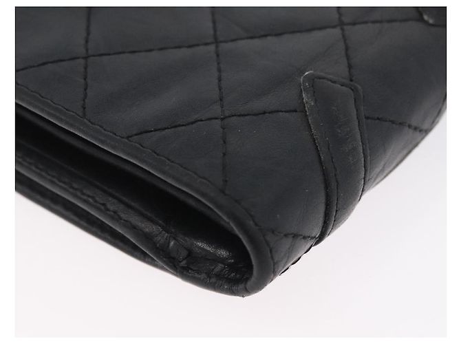 CHANEL Portafoglio Matelassé Linea Cambon Pelle Nera Argento CC Auth ARZ302 Nero - vista 16