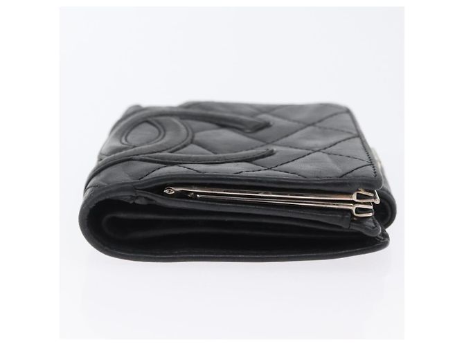 CHANEL Portafoglio Matelassé Linea Cambon Pelle Nera Argento CC Auth ARZ302 Nero - vista 6