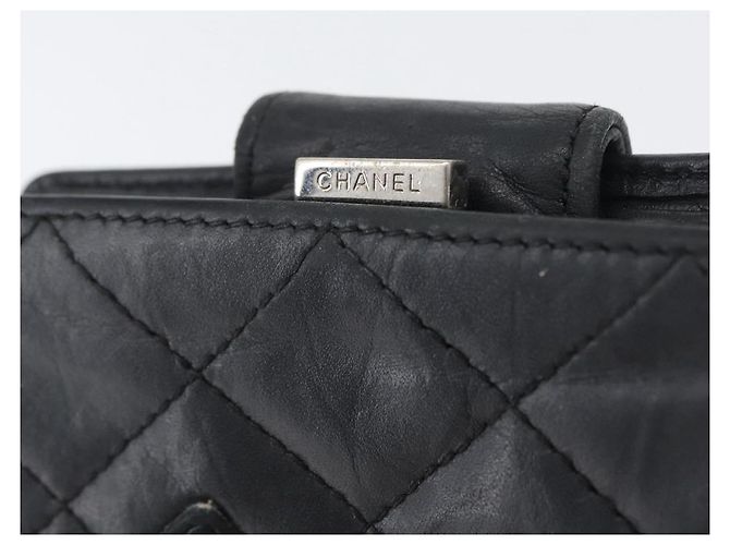 CHANEL Portafoglio Matelassé Linea Cambon Pelle Nera Argento CC Auth ARZ302 Nero - vista 8