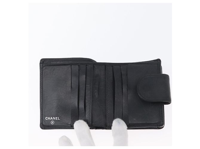 CHANEL Portafoglio Matelassé Linea Cambon Pelle Nera Argento CC Auth ARZ302 Nero - vista 9