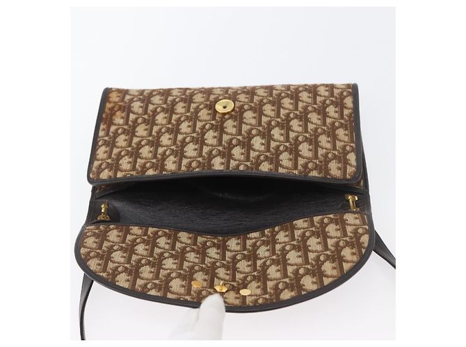 Borsa a Spalla in Tela Trotter Christian Dior Marrone Oro Auth BSZ029 D'oro - vista 10