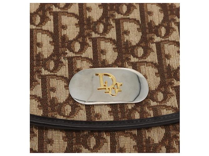 Borsa a Spalla in Tela Trotter Christian Dior Marrone Oro Auth BSZ029 D'oro - vista 17