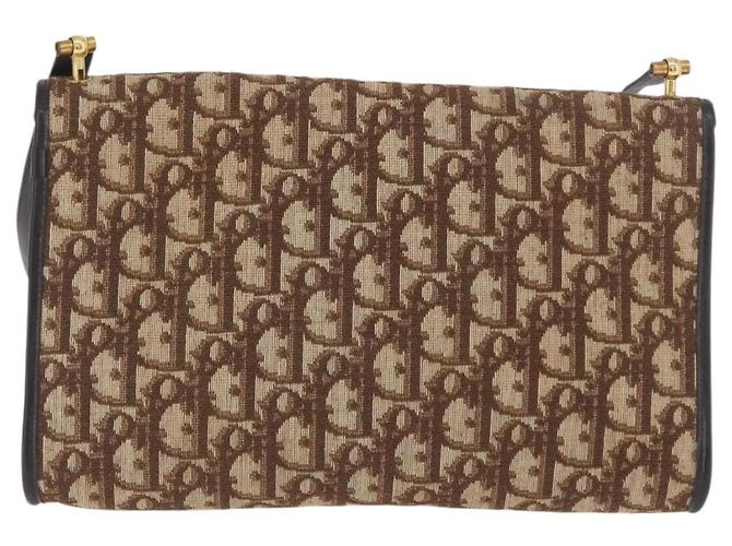 Borsa a Spalla in Tela Trotter Christian Dior Marrone Oro Auth BSZ029 D'oro - vista 2