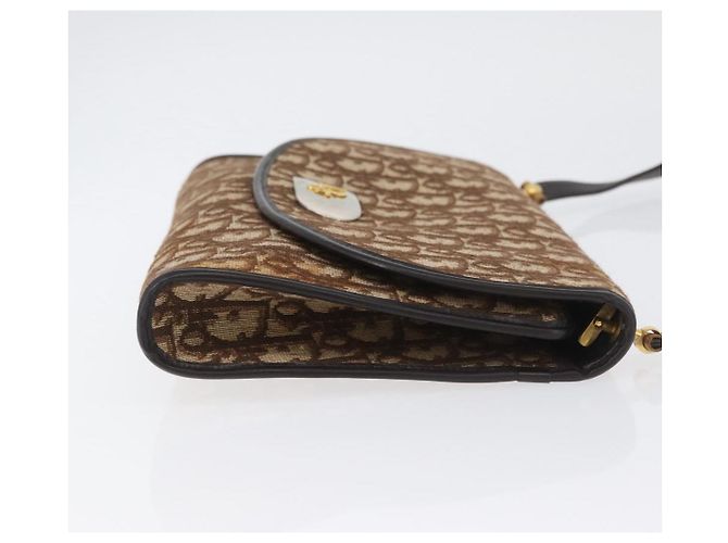Borsa a Spalla in Tela Trotter Christian Dior Marrone Oro Auth BSZ029 D'oro - vista 3