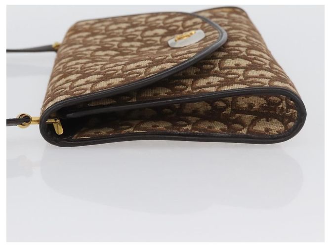 Borsa a Spalla in Tela Trotter Christian Dior Marrone Oro Auth BSZ029 D'oro - vista 4