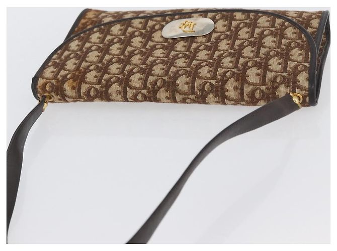 Borsa a Spalla in Tela Trotter Christian Dior Marrone Oro Auth BSZ029 D'oro - vista 6