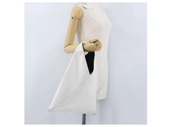 Autre Marque Borsa a mano in pelle bianca Maison Margiela Auth mr2179 Bianco - vista 19