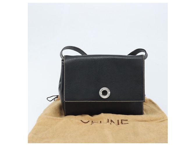 Céline Borsa a Spalla Circle in Pelle Nera e Argento Auth LNZ679V Nero - vista 12