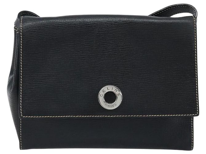 Céline Borsa a Spalla Circle in Pelle Nera e Argento Auth LNZ679V Nero - vista 13