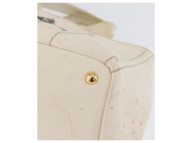 PRADA Canapa MM Borsa a Mano Denim Bianco Oro Auth BSZ344 D'oro - vista 14