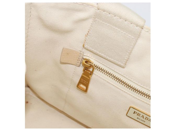 PRADA Canapa MM Borsa a Mano Denim Bianco Oro Auth BSZ344 D'oro - vista 20