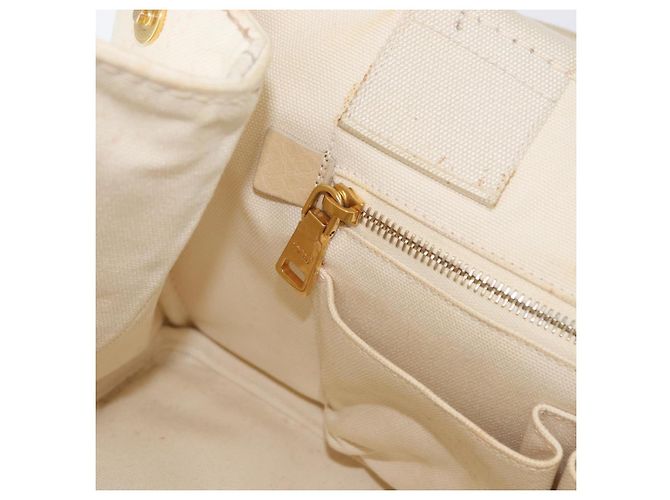 PRADA Canapa MM Borsa a Mano Denim Bianco Oro Auth BSZ344 D'oro - vista 22