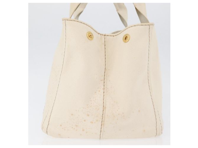 PRADA Canapa MM Borsa a Mano Denim Bianco Oro Auth BSZ344 D'oro - vista 3