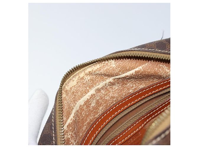 Céline Borsa a mano in tela Macadam CELINE in pelle PVC marrone oro Auth 170069 D'oro - vista 10