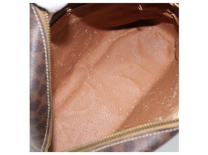Céline Borsa a mano in tela Macadam CELINE in pelle PVC marrone oro Auth 170069 D'oro - vista 11