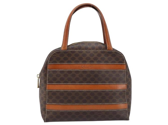 Céline Borsa a mano in tela Macadam CELINE in pelle PVC marrone oro Auth 170069 D'oro - vista 13
