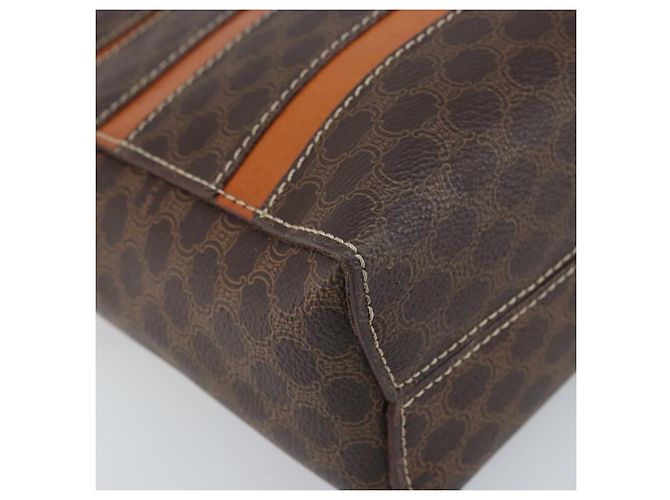 Céline Borsa a mano in tela Macadam CELINE in pelle PVC marrone oro Auth 170069 D'oro - vista 14