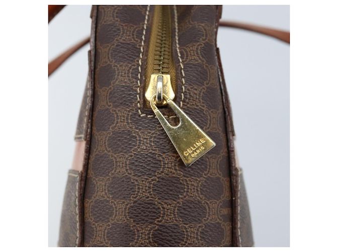 Céline Borsa a mano in tela Macadam CELINE in pelle PVC marrone oro Auth 170069 D'oro - vista 17