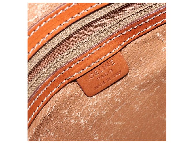 Céline Borsa a mano in tela Macadam CELINE in pelle PVC marrone oro Auth 170069 D'oro - vista 18
