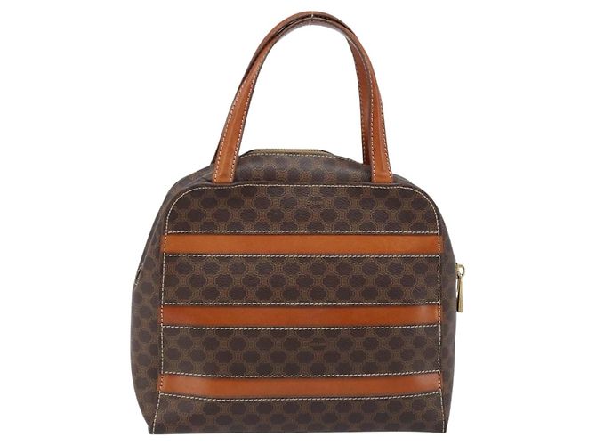 Céline Borsa a mano in tela Macadam CELINE in pelle PVC marrone oro Auth 170069 D'oro - vista 2