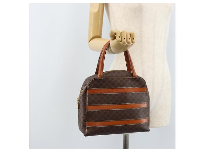 Céline Borsa a mano in tela Macadam CELINE in pelle PVC marrone oro Auth 170069 D'oro - vista 22