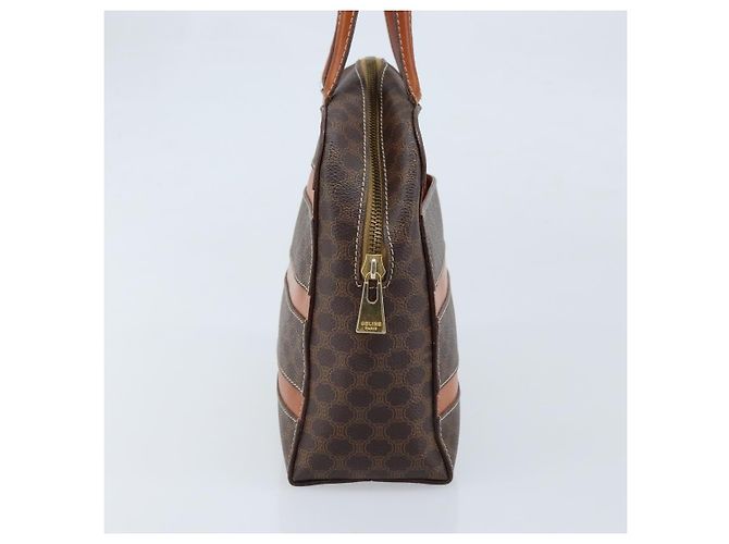 Céline Borsa a mano in tela Macadam CELINE in pelle PVC marrone oro Auth 170069 D'oro - vista 4