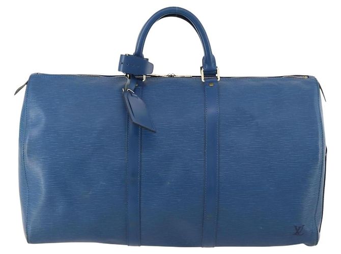 LOUIS VUITTON Epi Keepall 50 Borsa Boston Blu M42965 LV Auth 170836 - vue 13