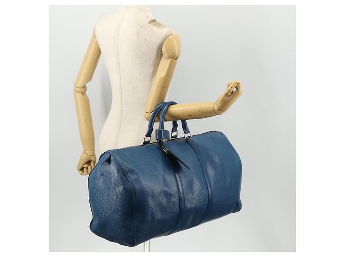 LOUIS VUITTON Epi Keepall 50 Borsa Boston Blu M42965 LV Auth 170836 - vue 23