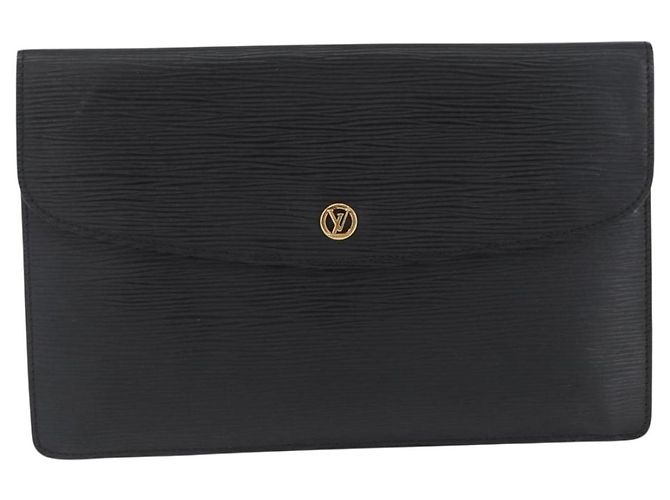 LOUIS VUITTON Clutch Montaigne 27 Epi Nero M52652 LV Auth ARZ117 - vista 13