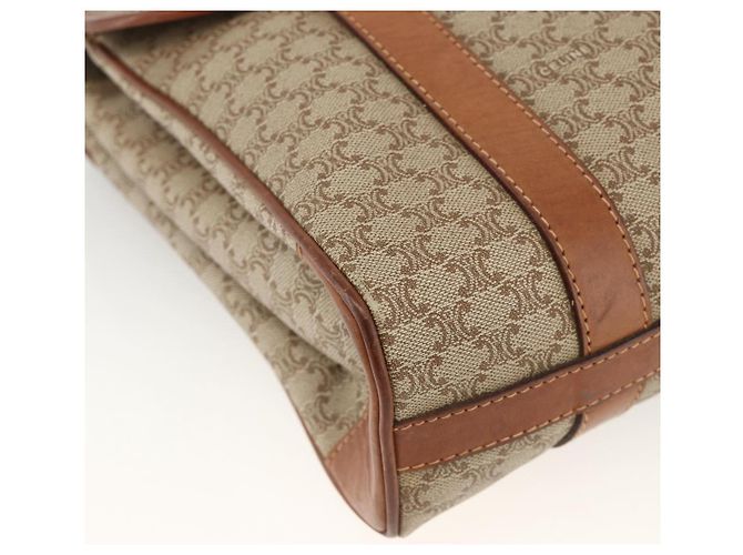 Céline Borsa a mano in tela Macadam CELINE PVC beige oro Auth ka3048 D'oro - vista 14