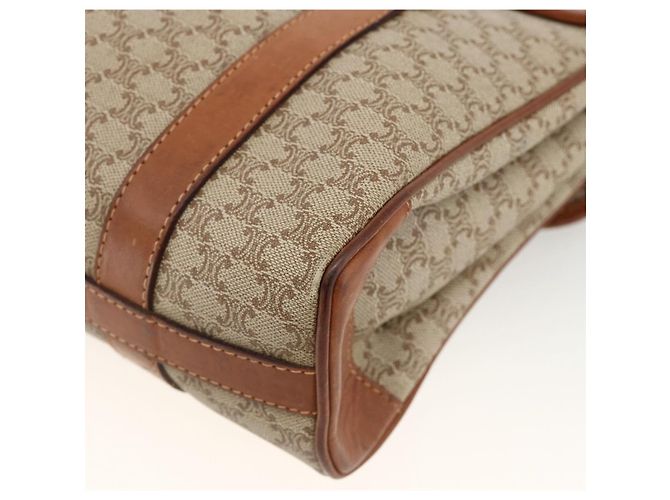 Céline Borsa a mano in tela Macadam CELINE PVC beige oro Auth ka3048 D'oro - vista 15