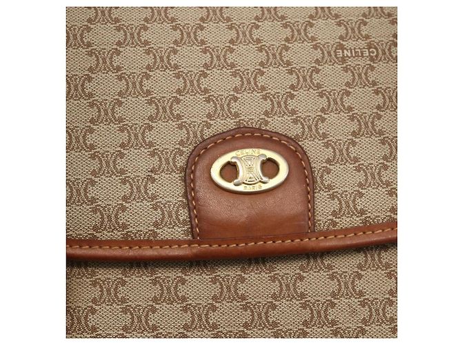 Céline Borsa a mano in tela Macadam CELINE PVC beige oro Auth ka3048 D'oro - vista 17