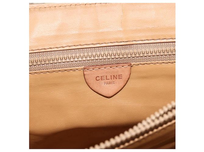 Céline Borsa a mano in tela Macadam CELINE PVC beige oro Auth ka3048 D'oro - vista 18