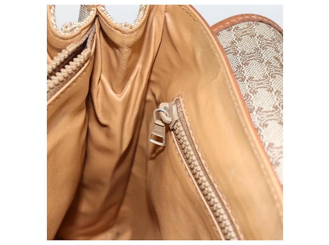 Céline Borsa a mano in tela Macadam CELINE PVC beige oro Auth ka3048 D'oro - vista 21
