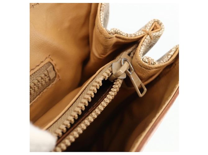 Céline Borsa a mano in tela Macadam CELINE PVC beige oro Auth ka3048 D'oro - vista 22
