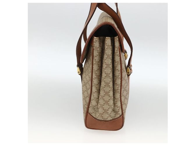 Céline Borsa a mano in tela Macadam CELINE PVC beige oro Auth ka3048 D'oro - vista 4