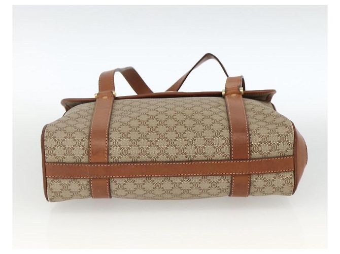 Céline Borsa a mano in tela Macadam CELINE PVC beige oro Auth ka3048 D'oro - vista 5