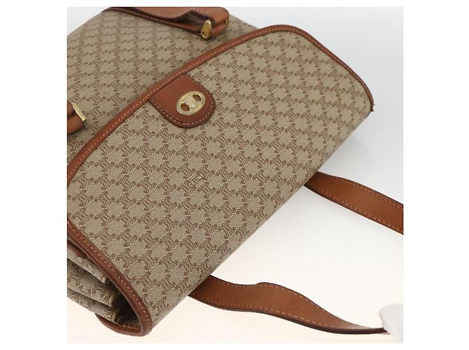 Céline Borsa a mano in tela Macadam CELINE PVC beige oro Auth ka3048 D'oro - vista 6