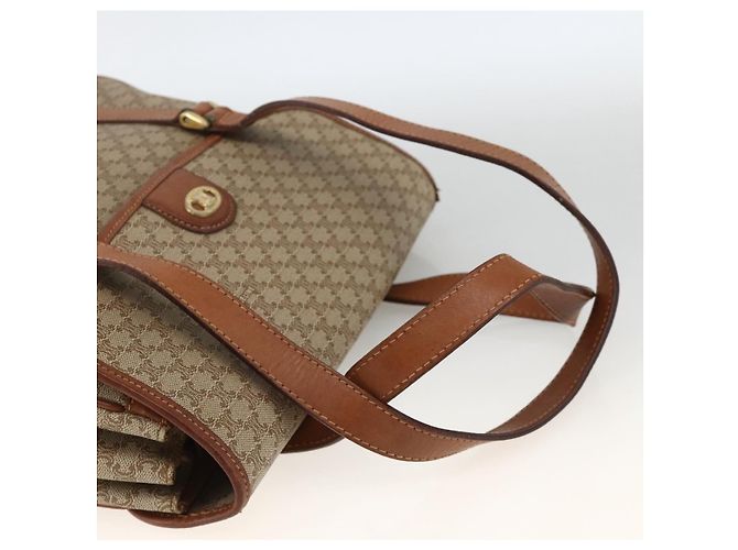 Céline Borsa a mano in tela Macadam CELINE PVC beige oro Auth ka3048 D'oro - vista 7