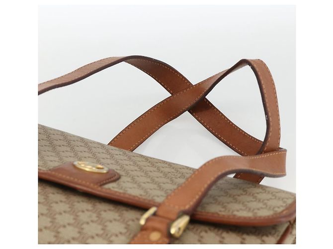 Céline Borsa a mano in tela Macadam CELINE PVC beige oro Auth ka3048 D'oro - vista 8