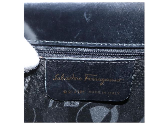 Borsa a mano in pelle Gancini Salvatore Ferragamo 2 in 1 Nero Oro Auth ARZ416 - vista 12