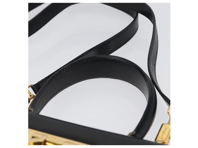 Borsa a mano in pelle Gancini Salvatore Ferragamo 2 in 1 Nero Oro Auth ARZ416 - vista 14