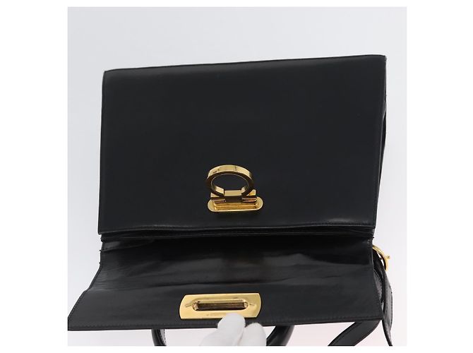 Borsa a mano in pelle Gancini Salvatore Ferragamo 2 in 1 Nero Oro Auth ARZ416 - vista 19